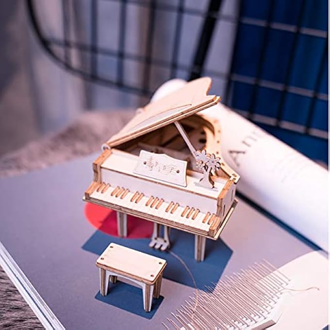 DIY 3D WOODEN PUZZLE  GRAND PIANO MUSICAL INSTRUMENT ASSEMBLY BUILDING MODEL KIT BRAIN TEASER PUZZLES EDUCATIONAL STEM TOY ADULTS AND TEENS TO BUILD SAFE AND NON-TOXIC PREMIUM WOOD TG402 - Image 2